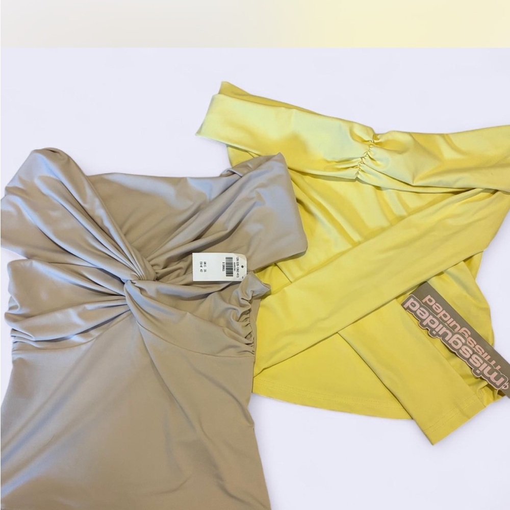 Missguided Yellow and Beige Crop Tops